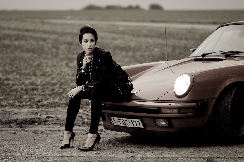 The Girl and Old Car